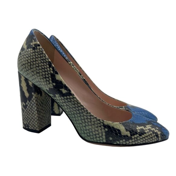Kate Spade Blue Snakeskin Rounded Toe Heels Size 7 - Picture 1 of 10